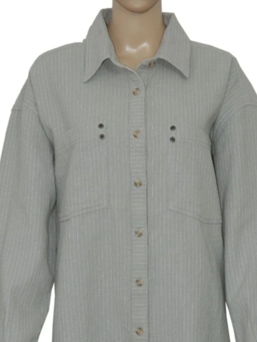 Free People We The Free Freddie Menswear Shirt Top Button Front Gray Tunic M - Picture 5 of 9